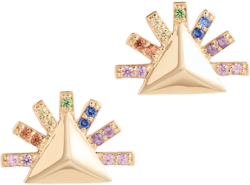 18k Motif Rainbow Stud Earrings