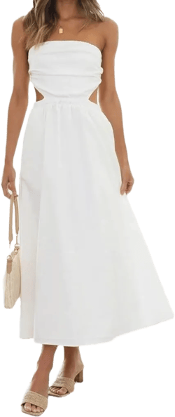 Women's Basic Sleeveless Tube Top Sexy Strapless Club Dress Party Dresses Split Side Asymmetrical Hem Dresses