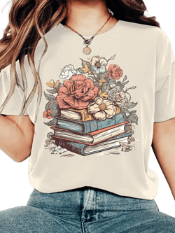 Floral Print Women's T-Shirt for Teacher's Day - Summer Graphic Tee for Stylish Educators
