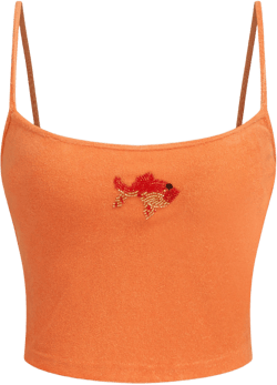 Terry Fish Beading Crop Cami Top