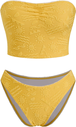 Bandeau Weather Texture Tankini Cheeky Bikini Set