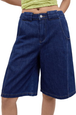 Cider Denim Mid Rise Solid Pocket Baggy Shorts