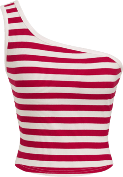 100% Cotton Asymmetrical Neck Stripe Crop Tank Top