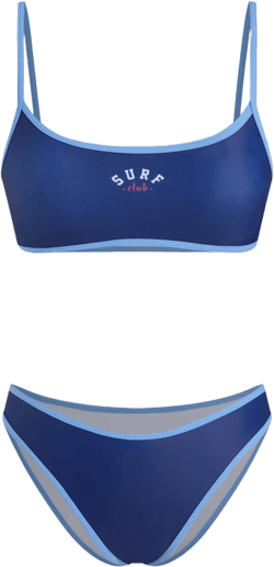 Surf Club U-neckline Contrasting Binding Bracelet Cheeky Bikini Set