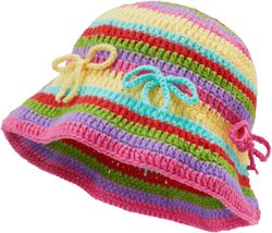 BOWKNOT RAINBOW STRIPE KNITTED HAT
