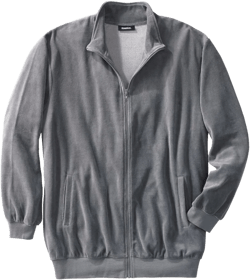 KingSize Men's Big & Tall Velour Full-Zip Jacket - XL, Steel