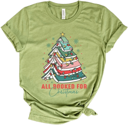 Simply Sage Market Women's All Booked For Christmas Short Sleeve Graphic Tee - XL - Light Green