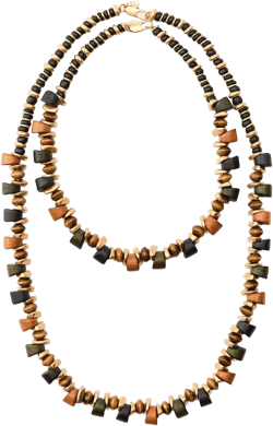 TWO-PACK OF WOODEN PIECE NECKLACES