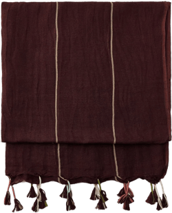 STRIPED FRINGED LINEN BLEND SCARF