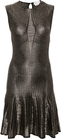 metallic-threading flared dress