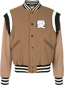 Fringe Trim Bomber Jacket In Brown