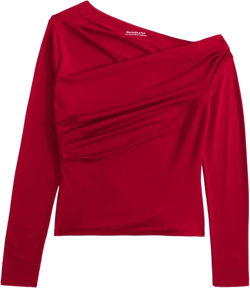 Long-Sleeve Asymmetrical Draped Top