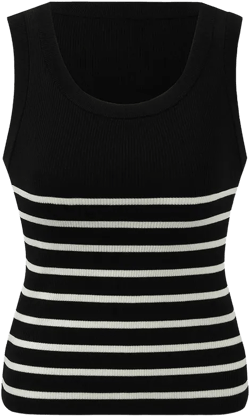 Acetate Cotton Knitted Striped Tank Top