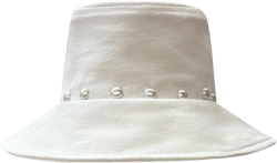 Women's Studded White Denim Bucket Hat