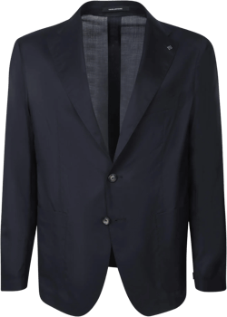 Two-button Blazer In Silk-wool Blend In Blue