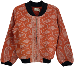 Women's Yellow / Orange Kantha Bomber Jacket - Orange Diamond