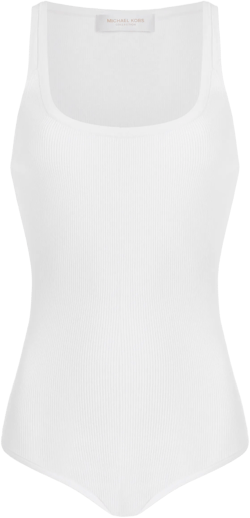 Ribbed Tank Bodysuit In White