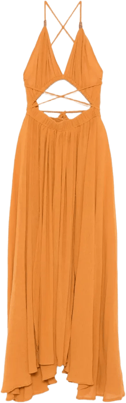 cotton pleated maxi dress