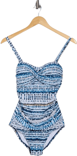 Water Dunes Flora Bandeau One-piece Swimsuit In Pantheon Blue