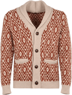 V-neck Jacquard Cardigan In Nude
