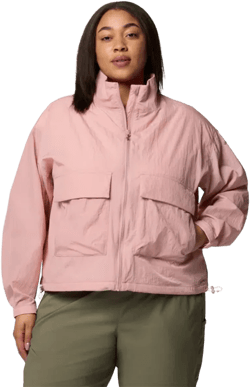 Plus Size Paracutie Cropped Cargo Windbreaker Jacket In Pink