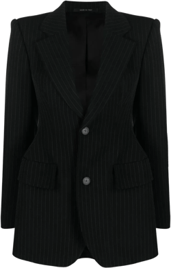 Hourglass Pinstripe Blazer Jacket In Black,white