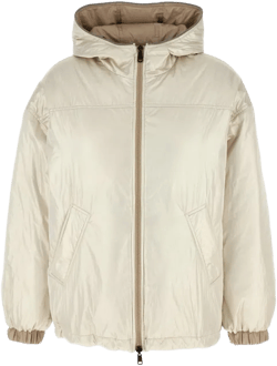 Reversible Laminated Down Jacket In Cream