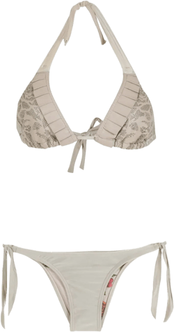 Ruffled Triangle Bikini Set In Nude