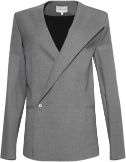 Asymmetric-lapel Blazer In Gray