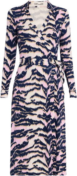 Abigail Tiger-print Midi Wrap Dress In Palace Tiger Pink