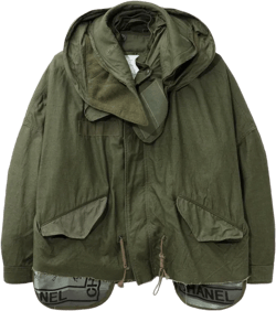 Chanel Cut Fishtail Parka In Green
