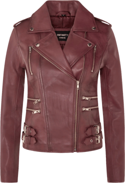 Womens Leather Vintage Brando Biker Jacket-orlando In Burgundy