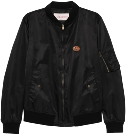 Black Bomber Jacket With Concealed Zip