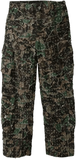 micro-distressed cargo pants