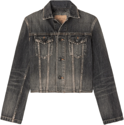 Dark Grey Denim Lace-up Jacket In Gray