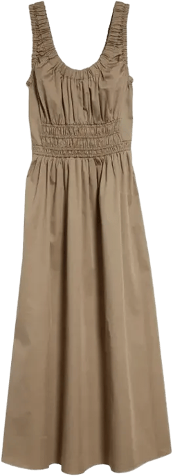 Womens Anouk Sleeveless Cotton Midi Dress Khaki