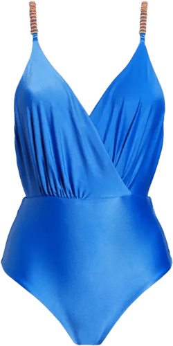 Beaded Strap One-piece Swimsuit In Blue