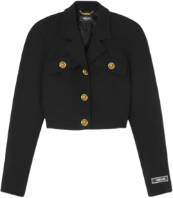 Informal Cropped Jacket Gold-tone Buttons In Black