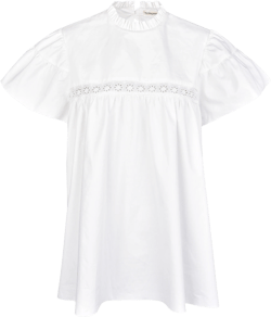 Cap Sleeve Babydoll Blouse - White