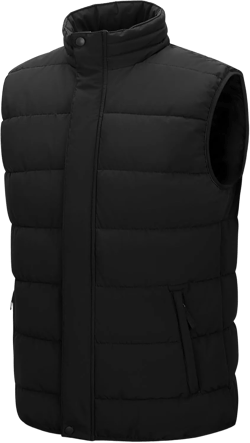33,000ft Men's Puffer Vest Outerwear Winter Warm Padded Outdoor Casual Thick Insulated Quilted Sleeveless Jacket Black Large