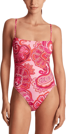 Ralph Lauren Paisley Square Neck Lingerie One Piece Swimsuit