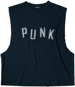 distressed sleeveless top