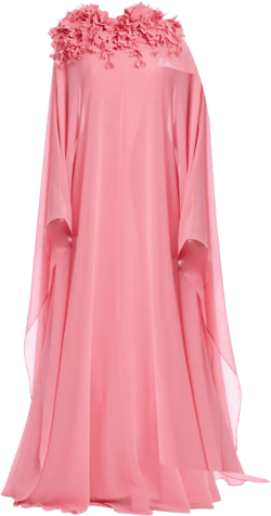 floral-embellished cape dress