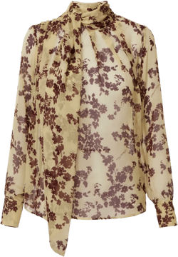 floral-print silk blouse
