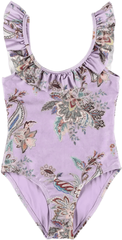 Rhiannon frilled flora-print swimsuit