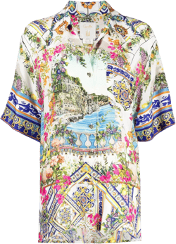 graphic-print silk shirt