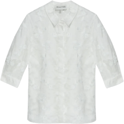 floral-embroidered sheer shirt