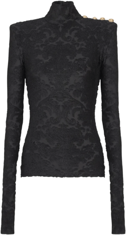 baroque-pattern long-sleeved top