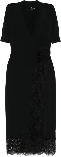 lace-embellished wrap dress