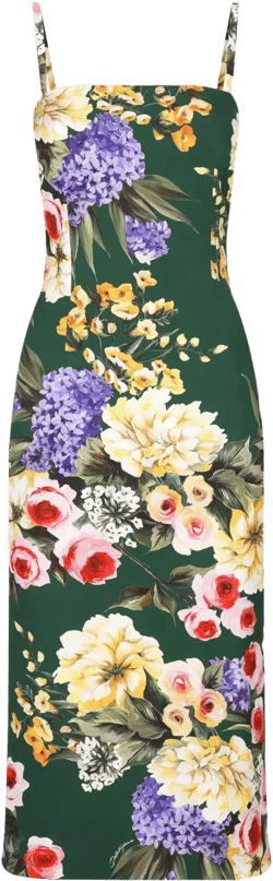 Garden-print midi dress